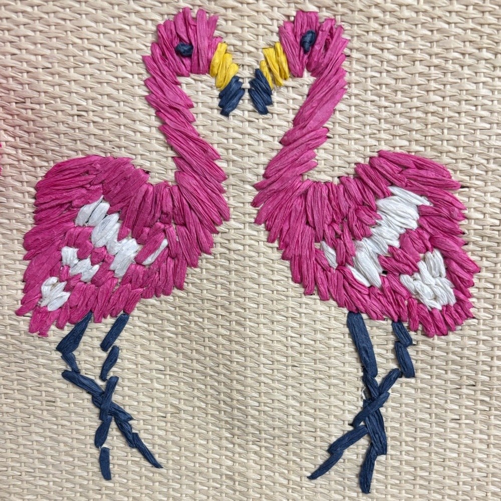 Old Navy Flamingo Beach Embroidered Clutch with Pom Poms - Picture 2 of 4